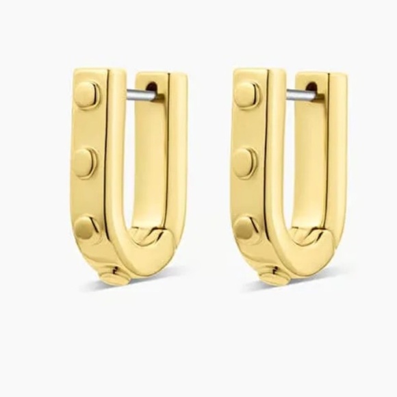 NEW Gorjana Asher Link Gold Huggies Earrings - Picture 1 of 4